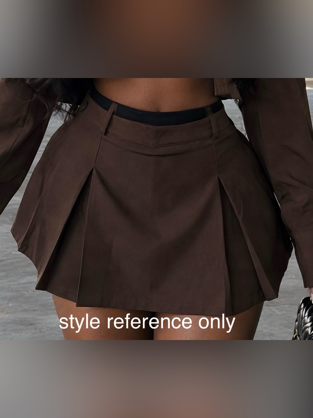 Brown Pleated Mini Skort - Medium